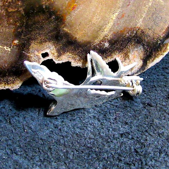 Solid 925 Sterling Silver Diving Birds Pin / Swallows Brooch, Rockabilly Jewelry - Picture 3 of 8